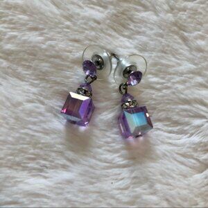 Purple dangle stud earrings